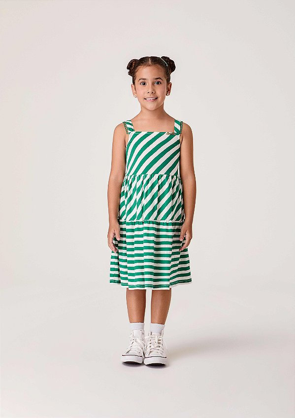 Vestido Infantil Compose De Listras Bimbi