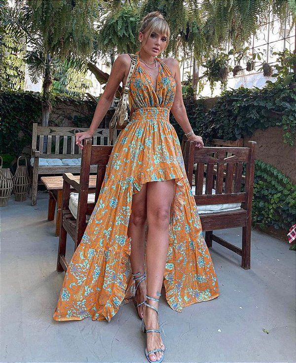 Vestido longo bordado - priscilla faria