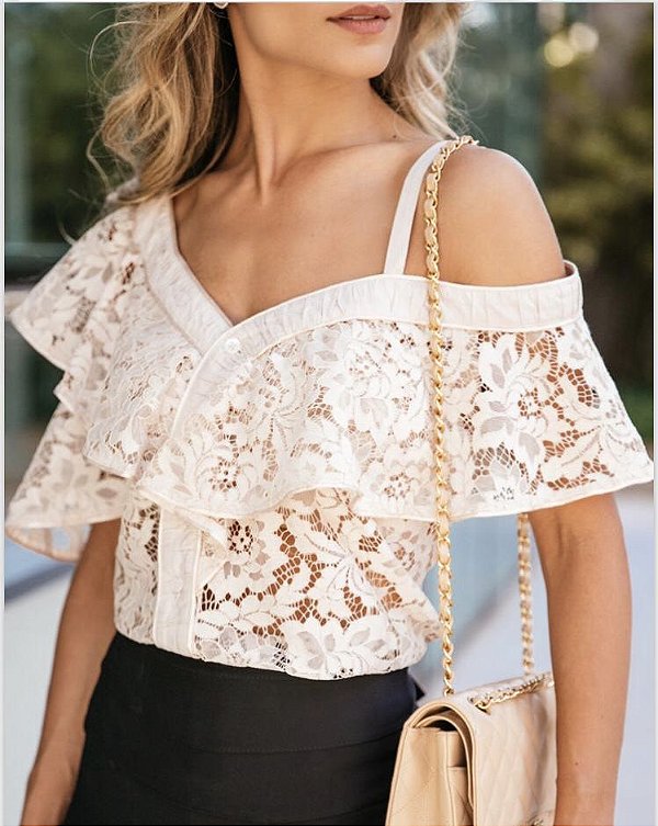 Blusa Off White de Renda - Luzia Fazzolli