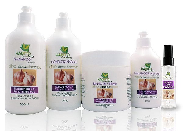 Hábito Cosméticos Alho Desodorizado Restauração E Fortalecimento Pós Quimica Kit Completo