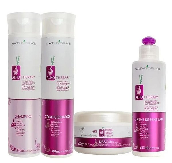 Kit Nathydras Alho Therapy Reconstrução e Fortalecimento 04 Produtos