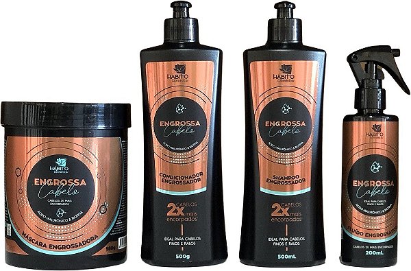 Hábito Cosméticos Kit Engrossa Cabelo Ácido Hialurônico E Biotina Profissional