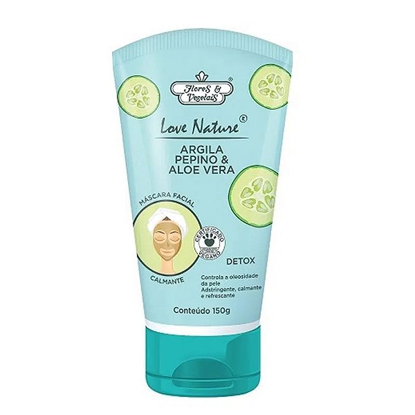 Máscara Facial Detox Argila Pepino E Aloe Vera Flores & Vegetais 150g
