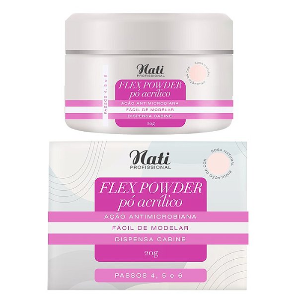 Pó Acrílico Alongamento Nati FLEX POWDER - Rosa Natural