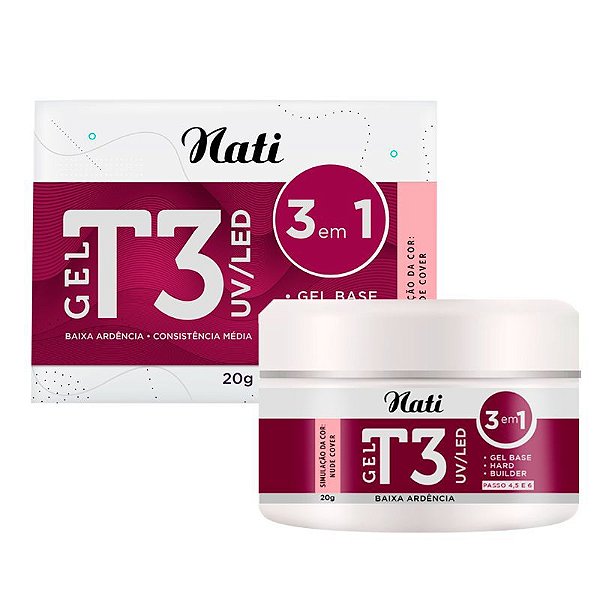 Nati Alongamento Gel T3 Uv/Led 3 Em 1 Nude Cover 20g