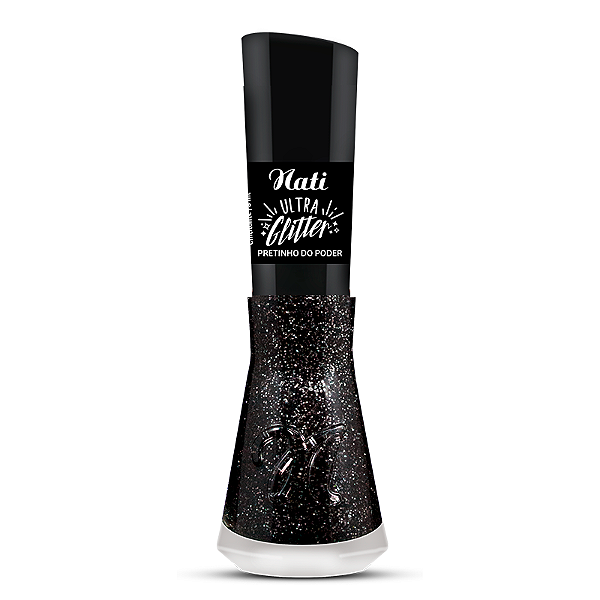 Esmalte Preto Nati Ultra Glitter Pretinho Do Poder