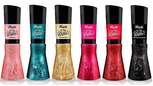 Esmalte Nati Ultra Glitter Kit Com 6 Unidades