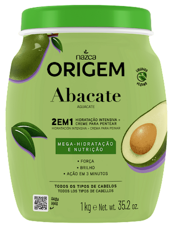 Creme Abacate Origem 2em1 Hidratação E Nutrição Capilar 1kg