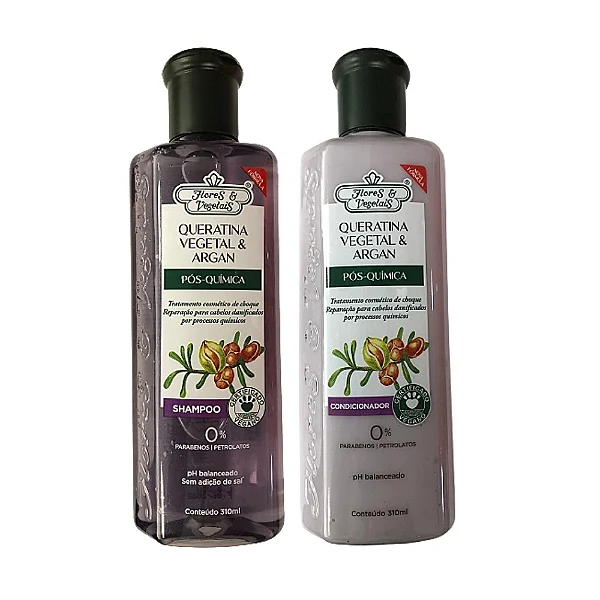 Shampoo E Condicionador Pos Quimica Queratina E Argan Flores E Vegetais