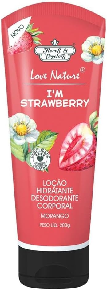 Flores E Vegetais Loção Hidratante Corporal Morango 200g