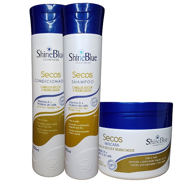 Shine Blue Kit Cabelos Secos e Ressecados 3 Passos