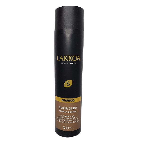 Shampoo Elixir Ouro Lakkoa Recuperação e Regeneração dos Fios 300mL
