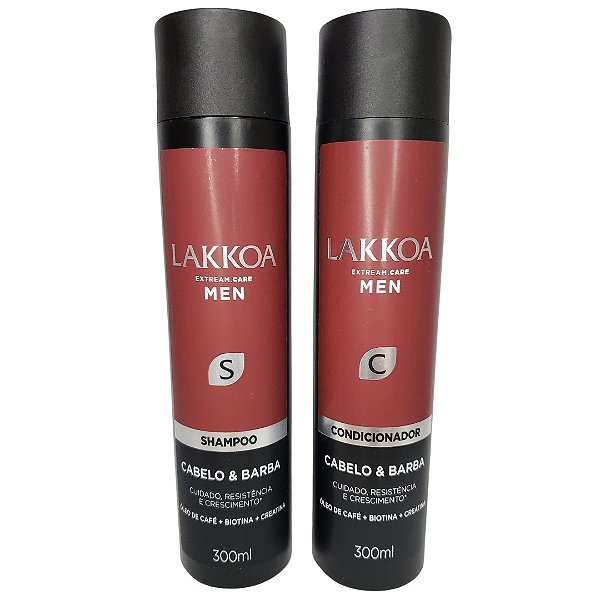 Lakkoa Men Shampoo E Condicionador Cabelo E Barba Crescimento