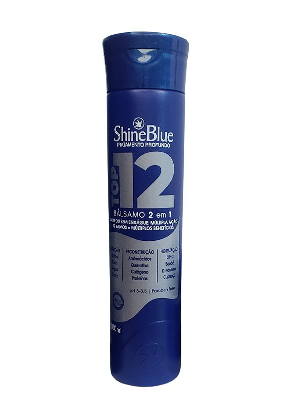 Balsamo 2 em 1 Top 12 Shine Blu 300mL Reconstrução,Nutrição E Hidratação