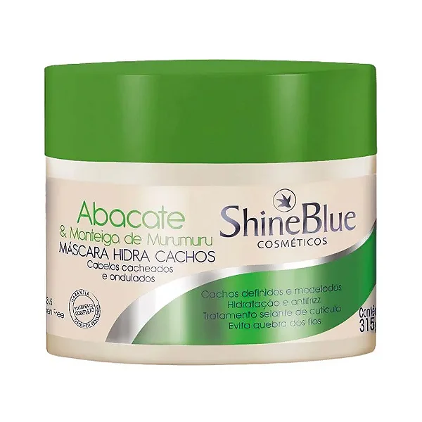 Shine Blue Mascara Hidrata Cachos Abacate & Manteiga De Murumuru Cacheados E Ondulados