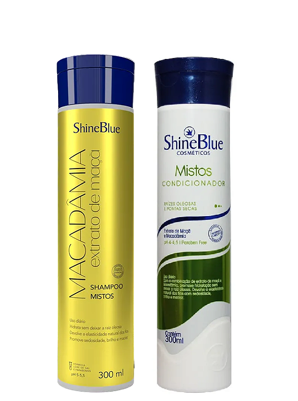 Shampoo E Condicionador Macadâmia Cabelos Mistos Shine Blue