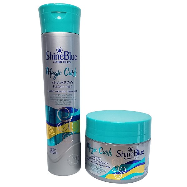 Shine Blue Magic Culrs Shampoo E Máscara Hidratação Low Poo