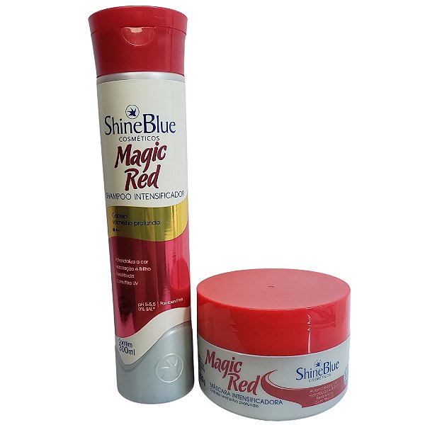 Shine Blue Magic Red Kit Intensificador Cabelo Vermelho 2 Passos