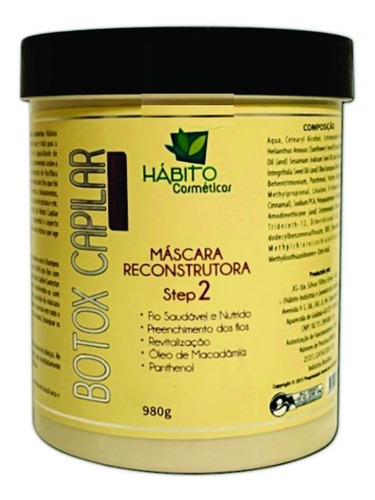 Máscara Reconstrutora Btx Capilar Hábito Cosméticos 980g