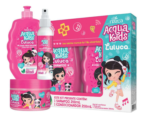 Kit Acqua Kids Luluca  Nazca Cabelos Macios E Brilhosos Linha Completa