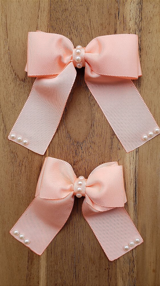 Laço de Cabelo Tal Mãe Tal Filha Pérola Salmon