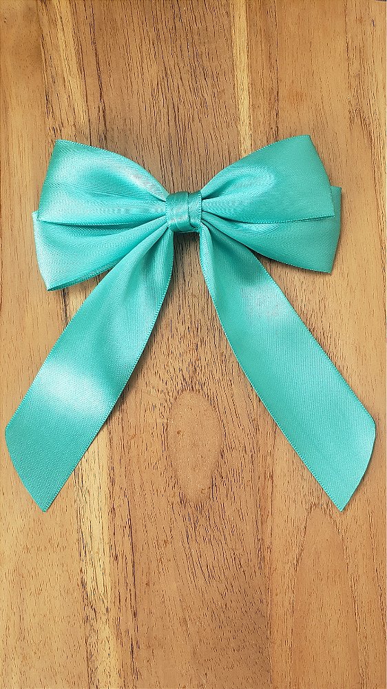 Laço de Cabelo Virginia Médio Verde Tiffany Cetim Bico de Pato