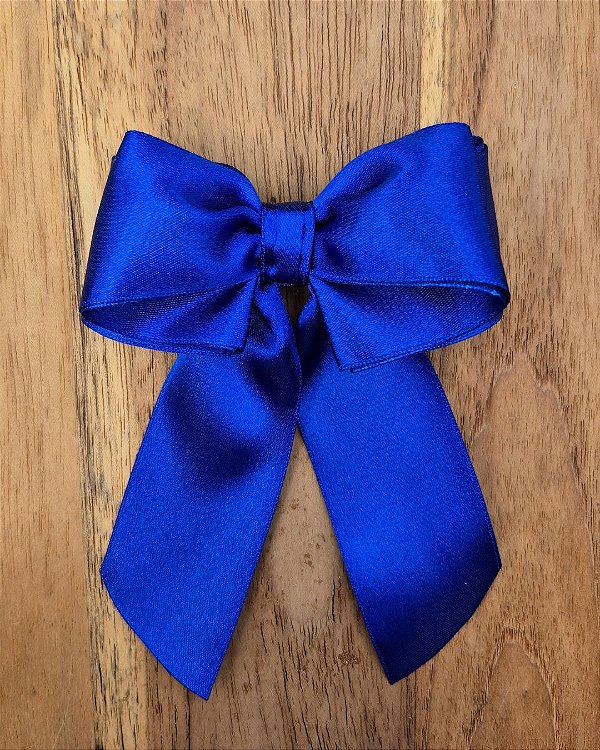 Laço de Cabelo Virginia Fofinho Azul Royal Cetim Bico de Pato