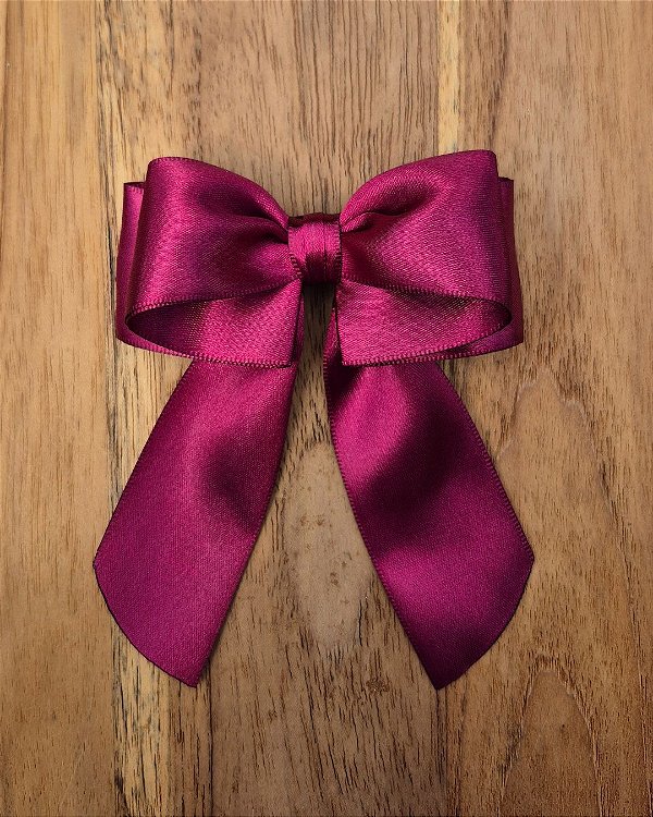 Laço de Cabelo Virginia Fofinho Vinho Cetim Bico de Pato