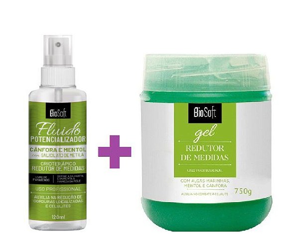 Biosoft Combo Fluido Potencializador+Gel Redutores De Medidas Crioterápico Profissional
