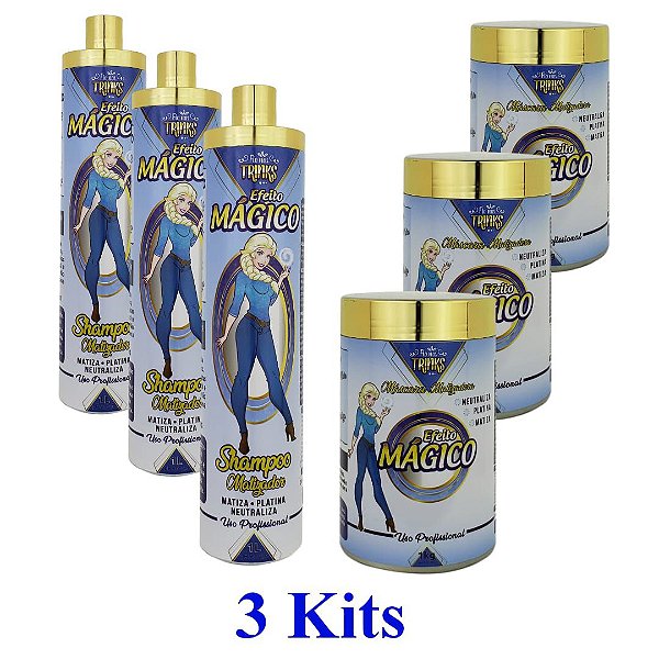 Efeito Mágico 3 Kits Matizador Fio Nos Trinks Profissional 1L Para Revenda