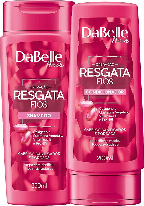 Kit DaBelle Hair Resgata Fios Shampoo E Condicionador Para Cabelos Danificados