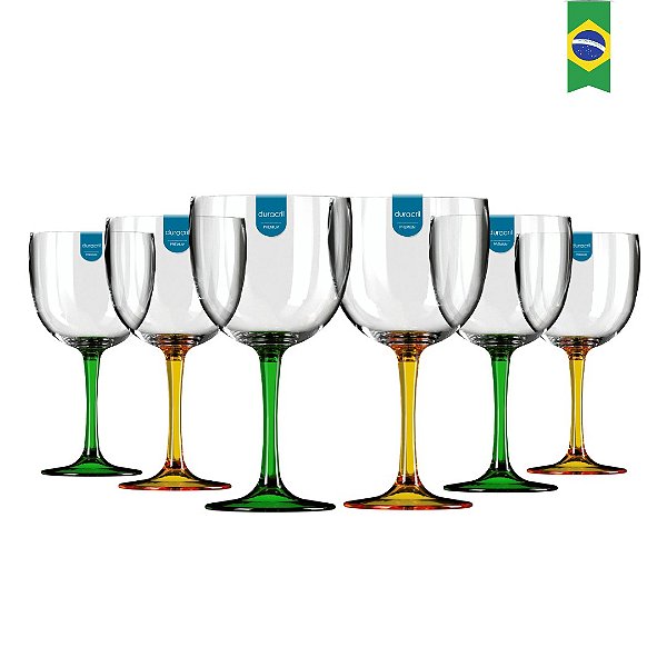12 Taças de Gin Bicolor 580 Ml Verde e Amarela