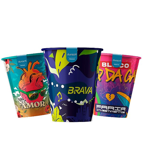 100 Copos EcoLabel 340 ml Biodegradável Personalizados 360°