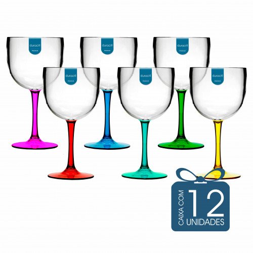12 Taças de Gin Bicolor 580 Ml Coloridas
