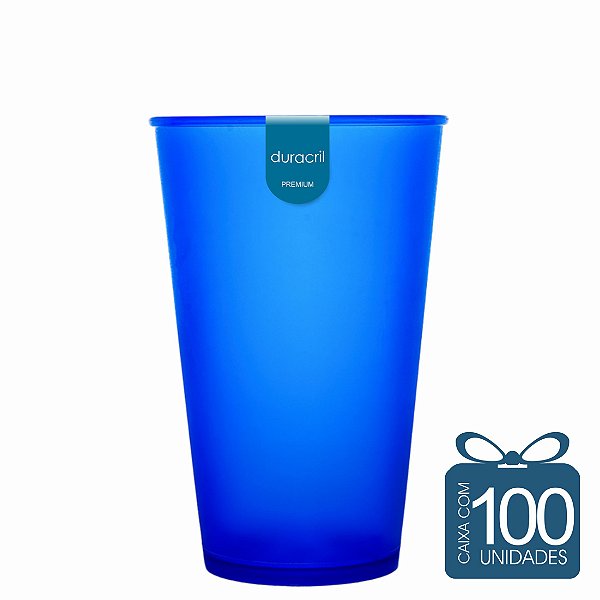 100 Copos Ecológico Biodegradável 550 ml Azul