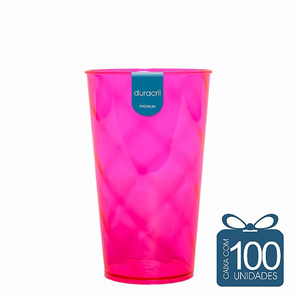 100 Copos Twister 500 ml Rosa Neon
