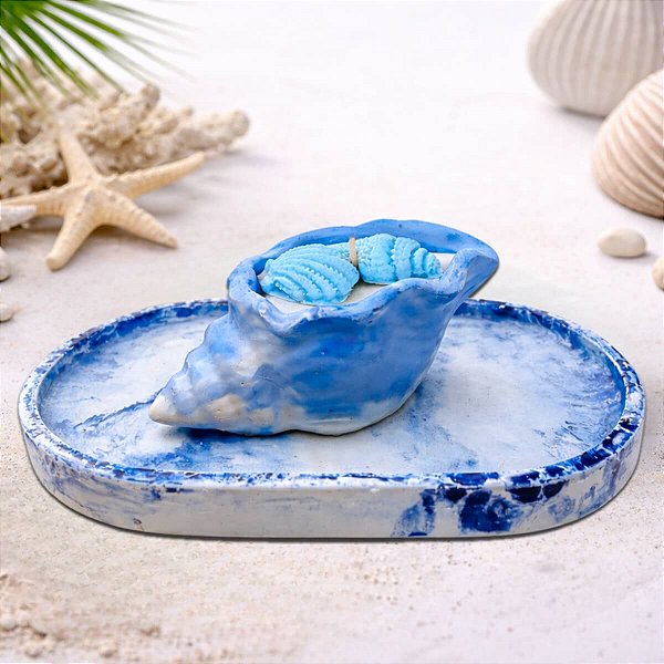 Kit Vela Aromática Concha Azul - Maresia