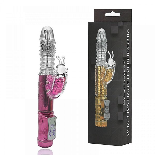 Vibrador Rotativo Com Estimulador Clitoriano Borboleta Recarregável com 36 Variações