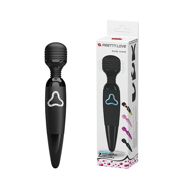Massageador corporal com 7 modos de vibração e cabeça flexível recarregável - Importado