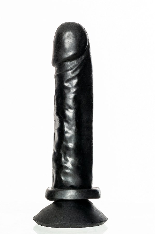 Pinto de Borracha Realístico Com Ventosa - Bernard - Preto - 19,5x4,5 CM