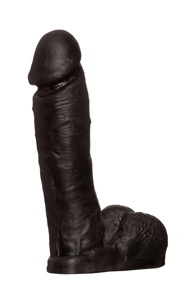 Pinto de Borracha Realístico Com Escroto - Thor  - Preto - 20x5 CM