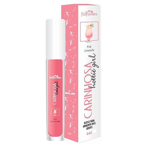 Gloss Hottie Girl -  Para Aumento dos Lábios Sabor Pink Limonade - Hot Flowers