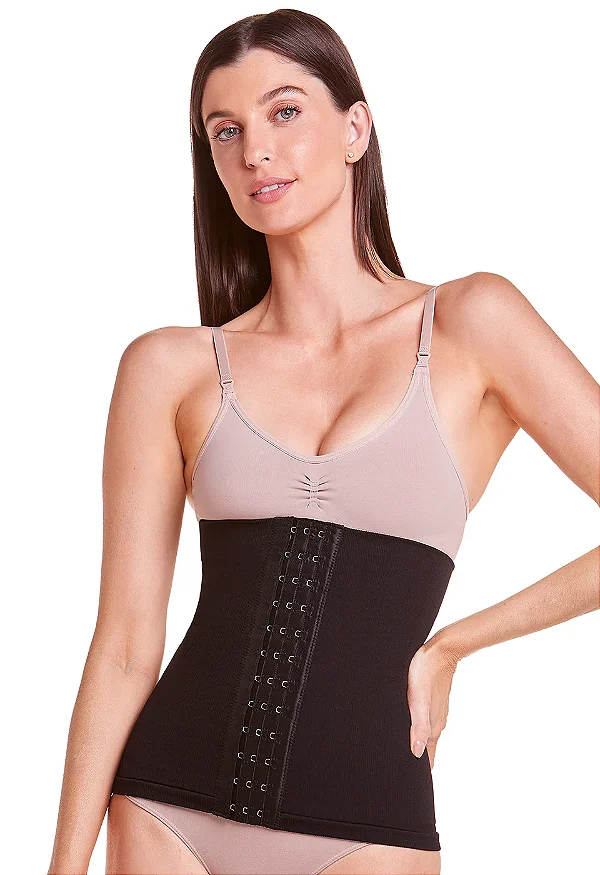 Corset Modelador Com Barbatana E Tecido Duplo 50320 Afina Cintura Preto
