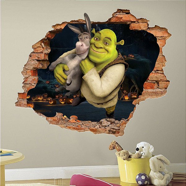 Adesivo para Porta 3D Shrek e Burro