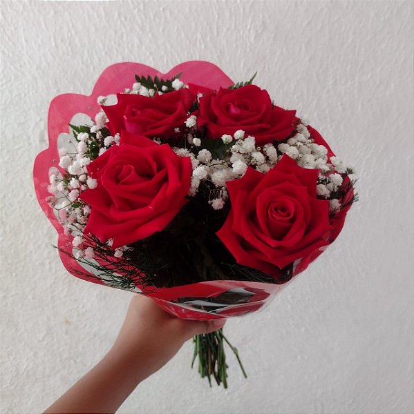 Buquê com Quatro Rosas Nacionais
