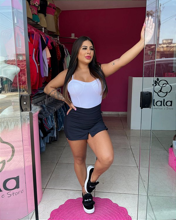 short saia poliamida