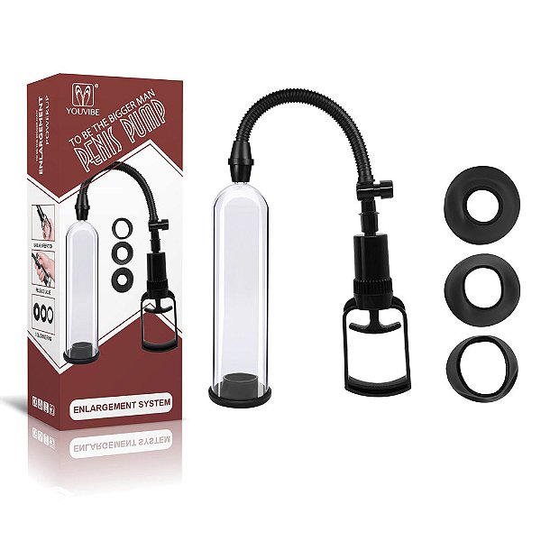 Bomba Peniana Manual com 3 Anéis Penis Pump - BB014