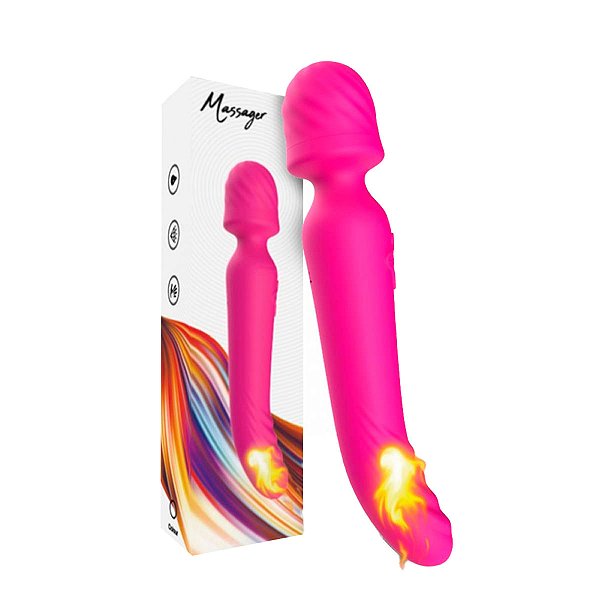Vibrador Duplo Varinha Magica com 9 Modos de Vibração - Cor:Pink - AV039