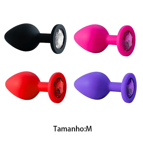 Plug Anal em Silicone com Pedra - Tamanho: M - PL005M -