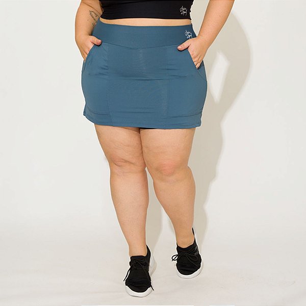 Shorts Saia Ketlyn Plus Size Cinza Escuro